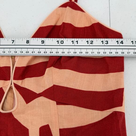 NWT MON RENN Surreal Tropico Print Cotton Midi Dress Red/Coral Size SMALL - Picture 12 of 12